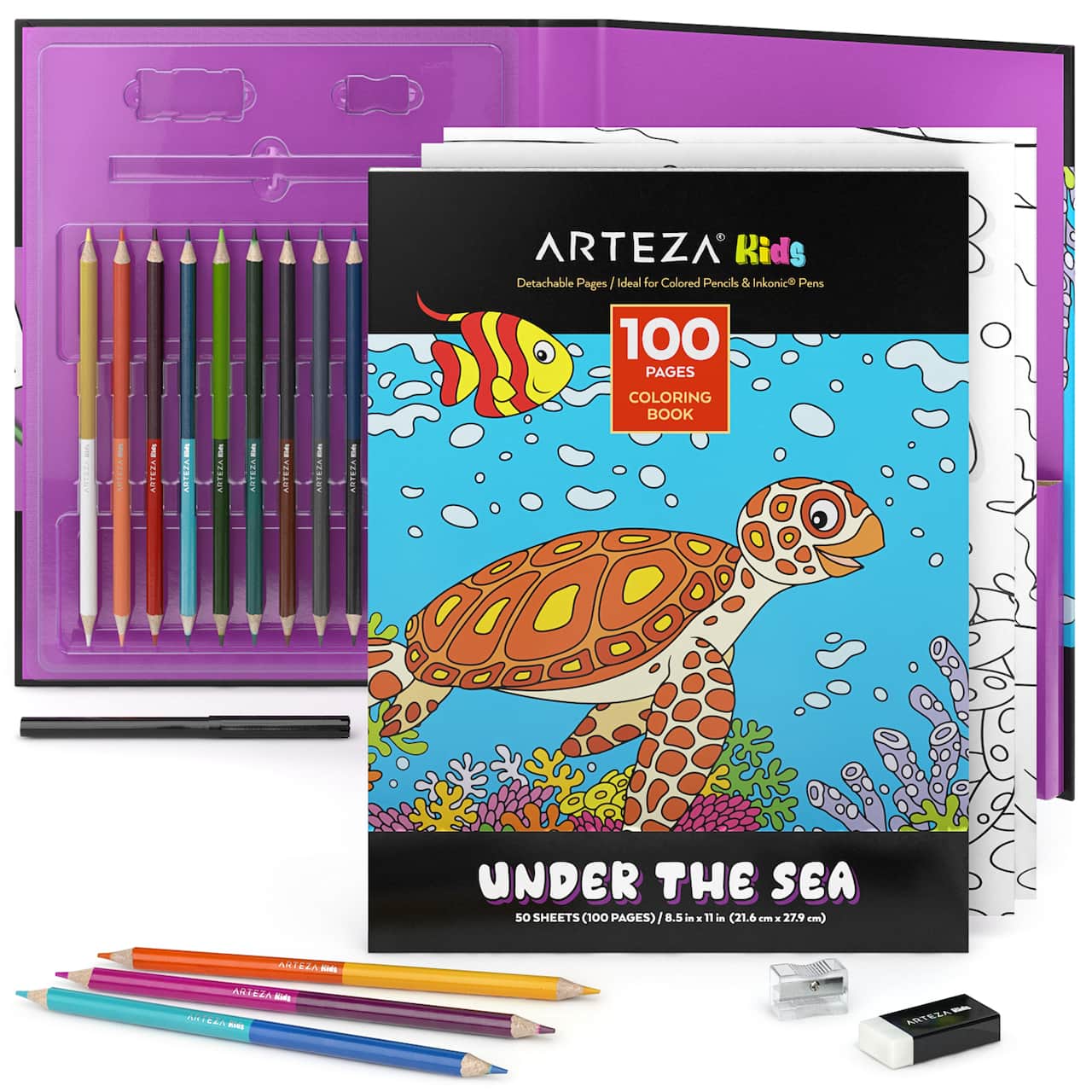 Arteza&#xAE; Kids Water Animals Coloring Book Kit
